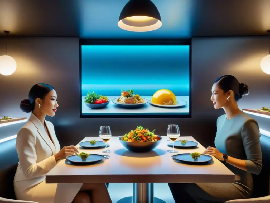 Experiencias gastronómicas innovadoras en un restaurante futurista con mesas digitales