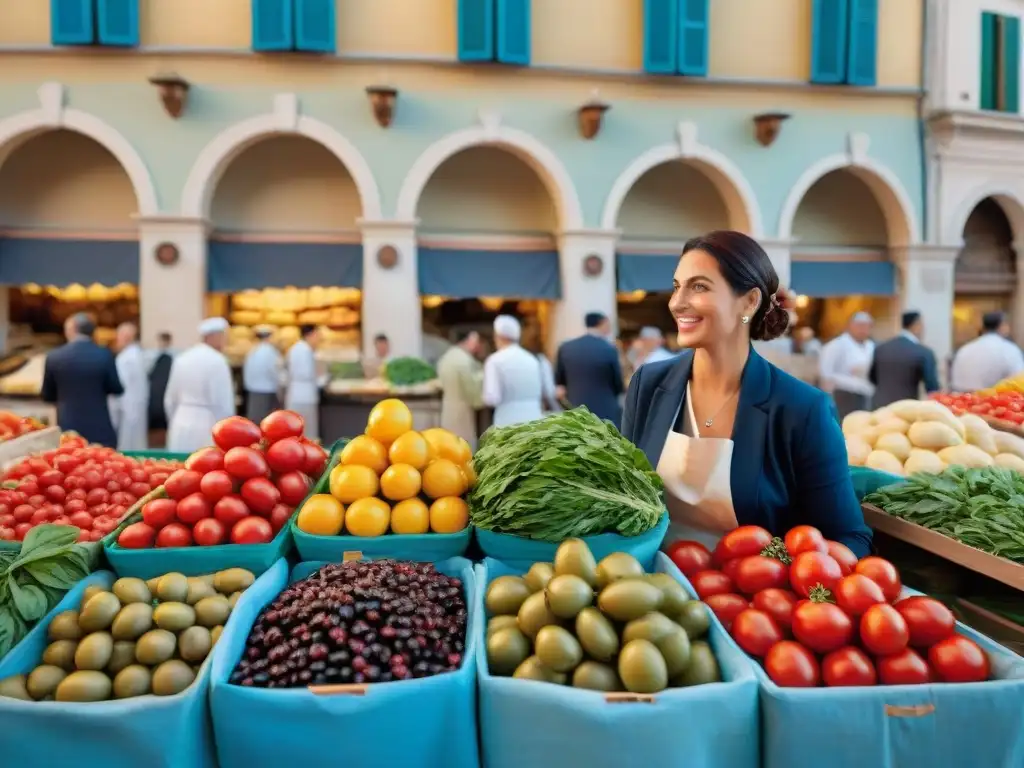 Exploradores descubriendo secretos en mercado italiano gourmet