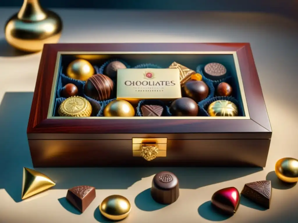 Una exquisita caja de chocolates premium desbordante de lujo y sofisticación