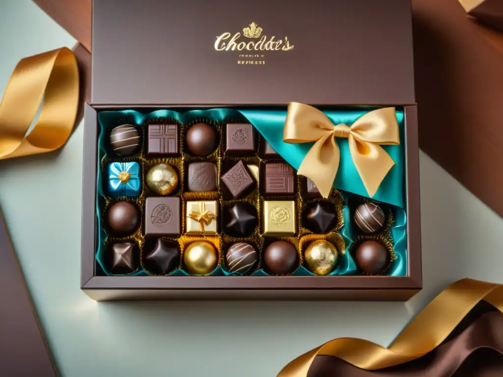 Una exquisita caja de suscripción de chocolates gourmet con impactantes detalles y presentación elegante