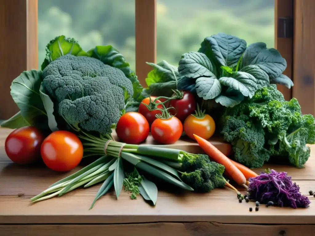 Una exquisita composición de ingredientes gourmet en una mesa de madera rústica