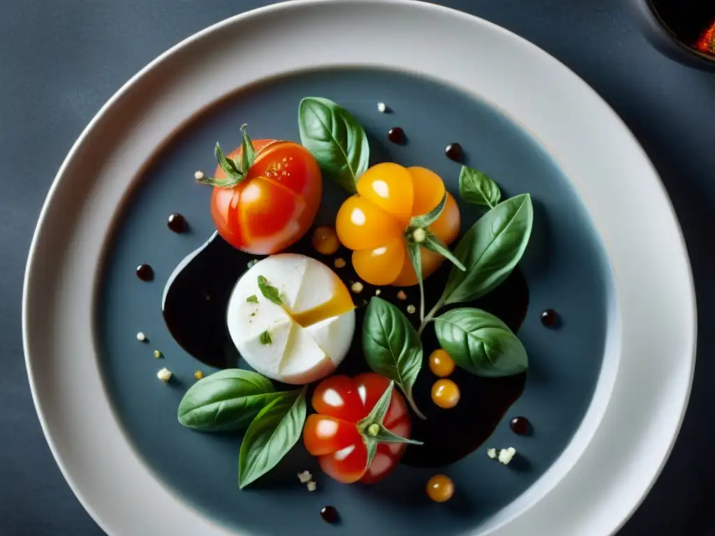 Una exquisita creación gourmet con ingredientes vibrantes y coloridos