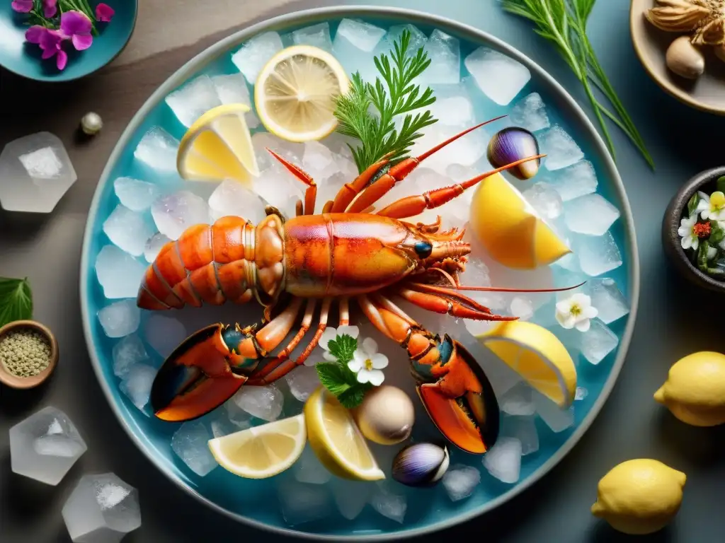 Una exquisita presentación de mariscos exóticos impresionará tus sentidos con su elegancia gourmet y frescura