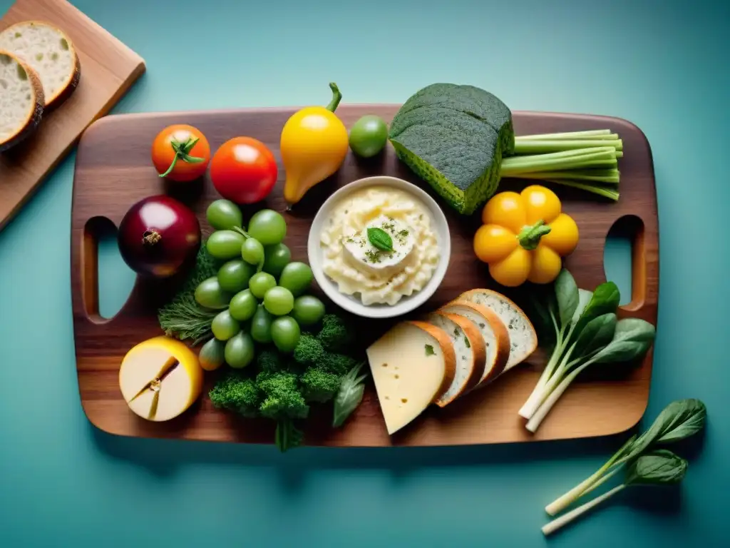 Una exquisita tabla de alimentos orgánicos en alta gastronomía, con una presentación elegante y detallada