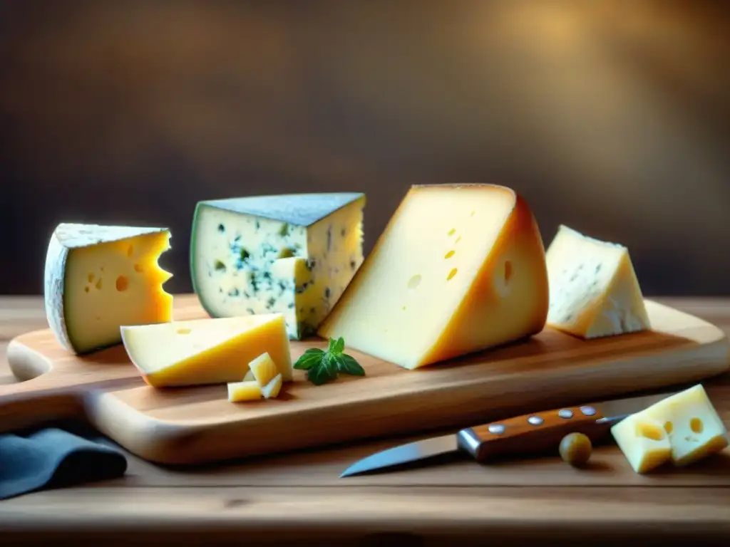 Tablero de quesos gourmet: variedad europea vegetariana Una exquisita tabla de quesos europeos vegetarianos gourmet, con variedad de texturas y colores, perfecta para los amantes del queso