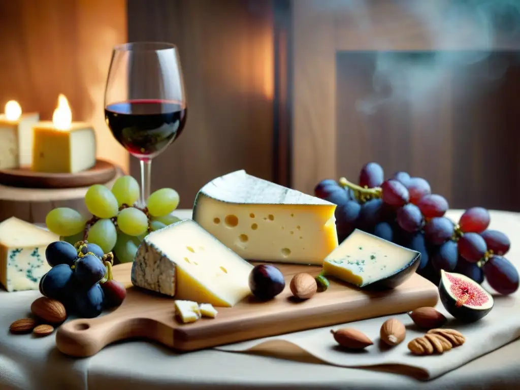 Tablero de quesos y vinos: una experiencia gourmet Una exquisita tabla de quesos y vinos, maridaje perfecto entre sabores y colores