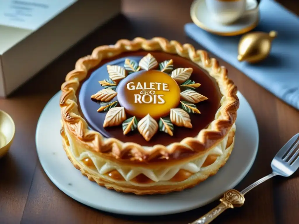 Una exquisita variedad de Galette des Rois francesas, símbolo de tradición y artesanía con detalles dorados y crema de almendra