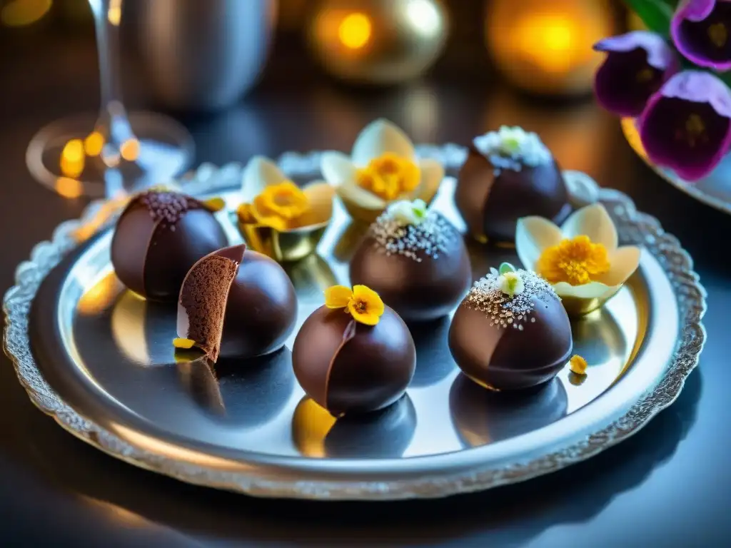 Un exquisito arreglo de trufas de chocolate gourmet decoradas con detalle y elegancia, listas para deleitar