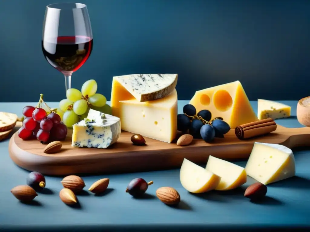 Un exquisito banquete de quesos y vinos, listo para una cata inolvidable