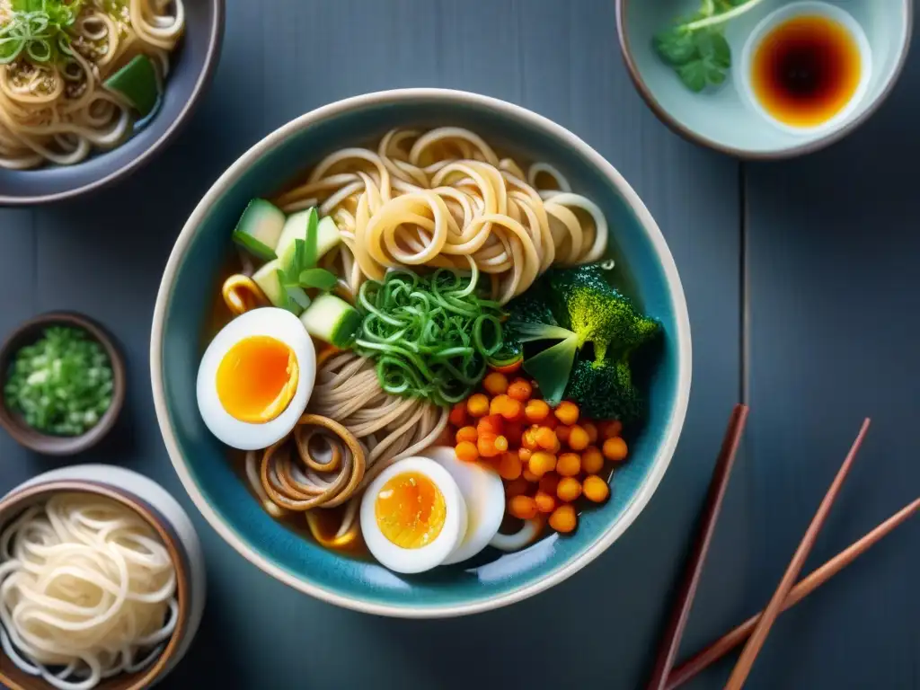 Un exquisito banquete visual de variedades asiáticas de fideos gourmet