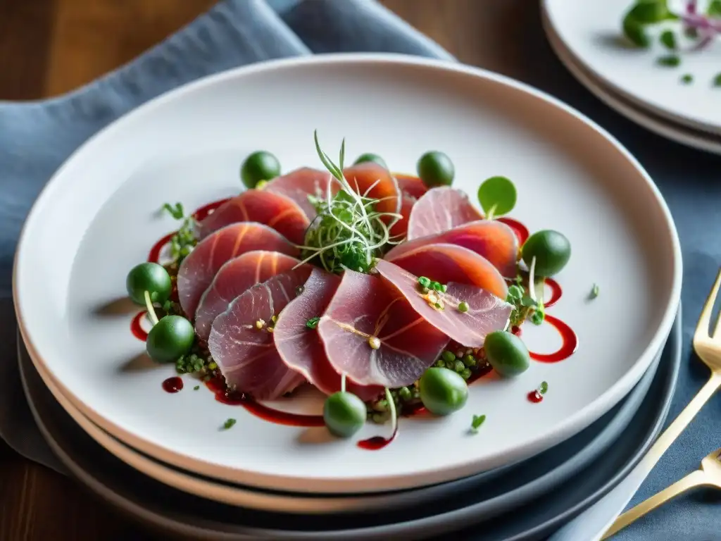 Exquisito Carpaccio gourmet en elegante presentación