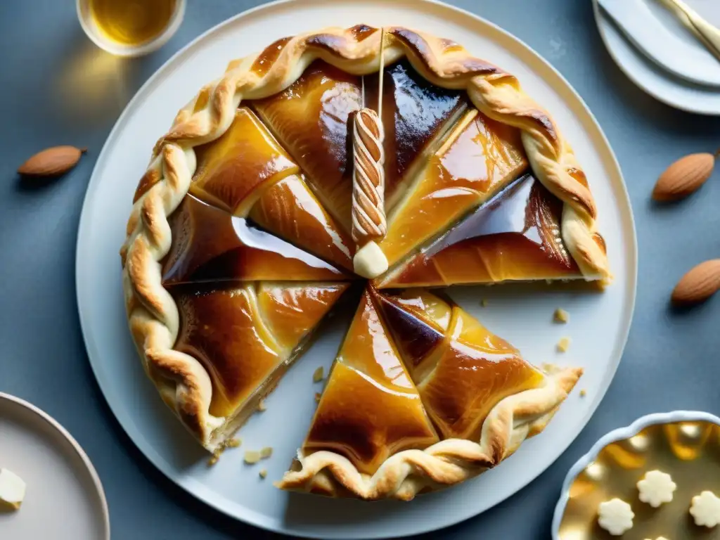 Un exquisito Galette des Rois francés decorado con detalle y tradición