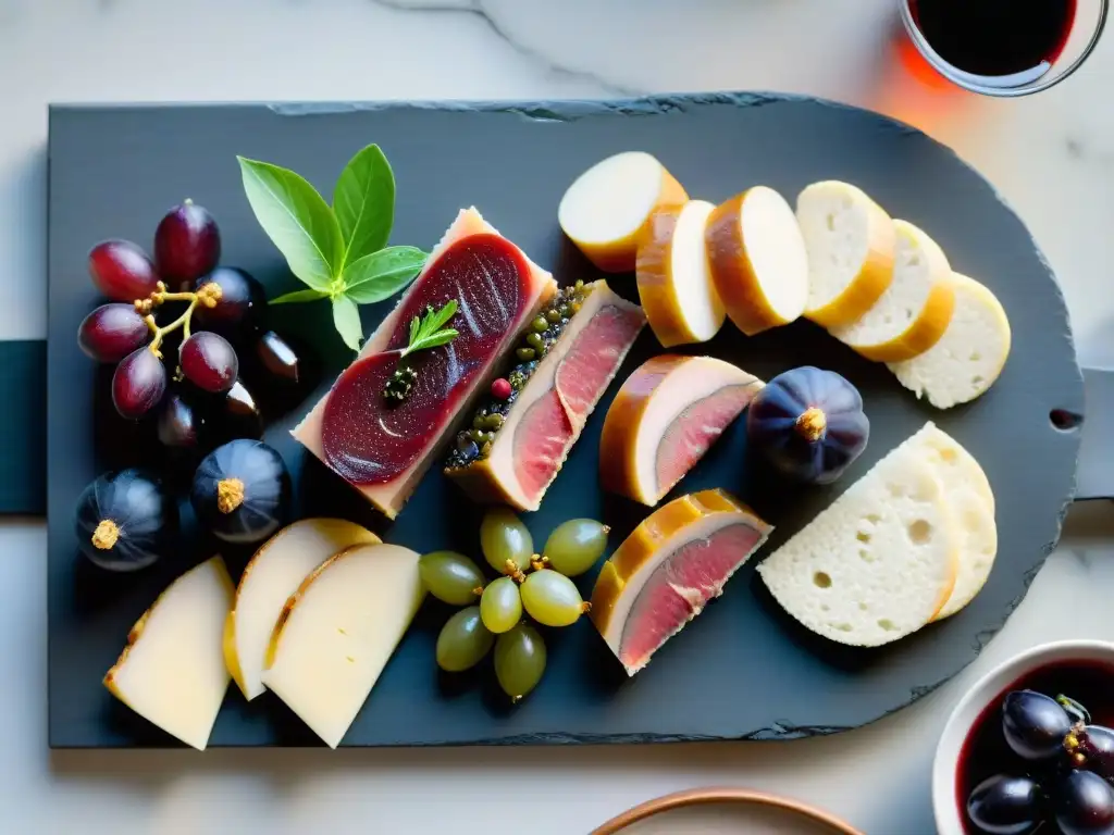 Un exquisito y detallado tablero de foie gras delicado gourmet controversia, con una presentación sofisticada y tentadora