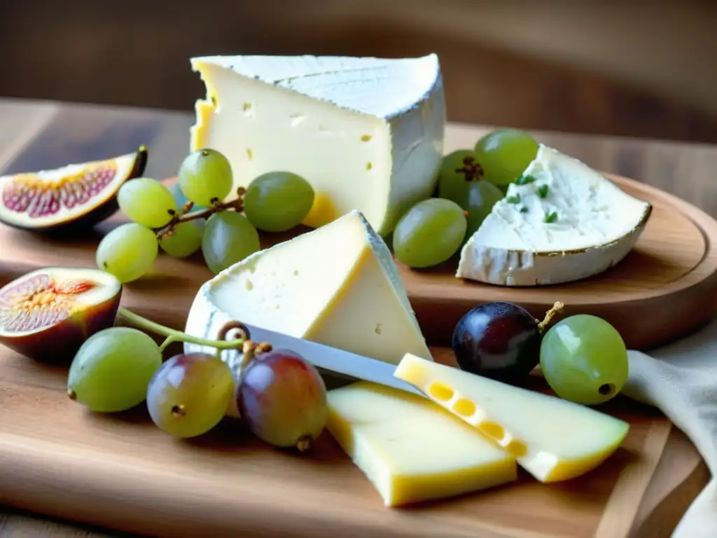 Un exquisito maridaje de vinos blancos y quesos frescos en una tabla de madera rústica