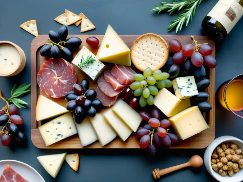 Un exquisito maridaje de vinos y charcutería en una bodega, ideal para sommeliers