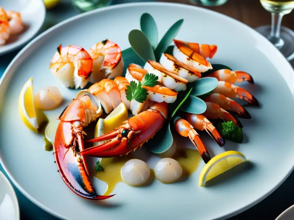 Un exquisito plato de mariscos gourmet en un festival culinario del mundo