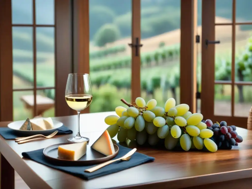 Exquisito set de mesa para maridajes de vino y comida, con elegantes copas y selección premium de vinos