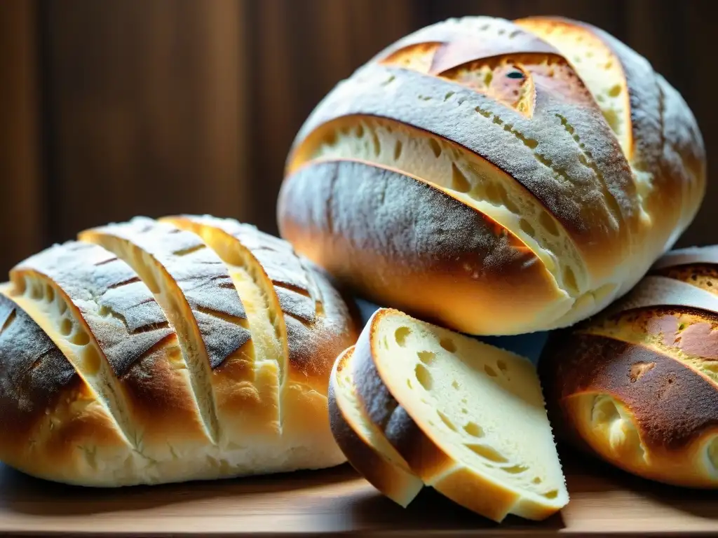 Exquisitos panes artesanales con fermentación lenta en gastronomía sobre mesa rústica de madera