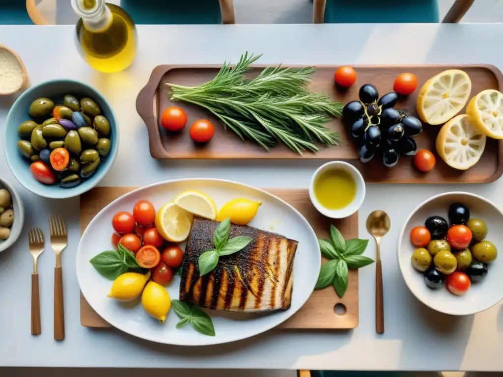 Un festín mediterráneo abundante y saludable, resaltando los orígenes de la Dieta Mediterránea y su estilo de vida