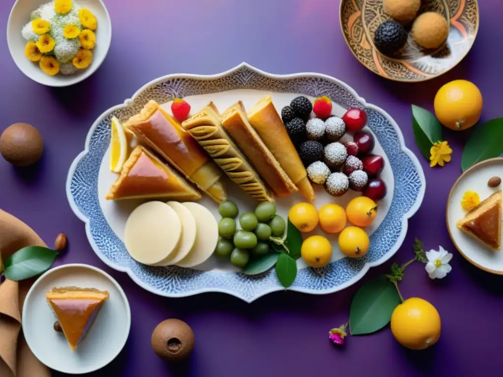 Un festín de postres africanos tradicionales gourmet, exquisitamente presentados con colores vibrantes y detalles intrincados