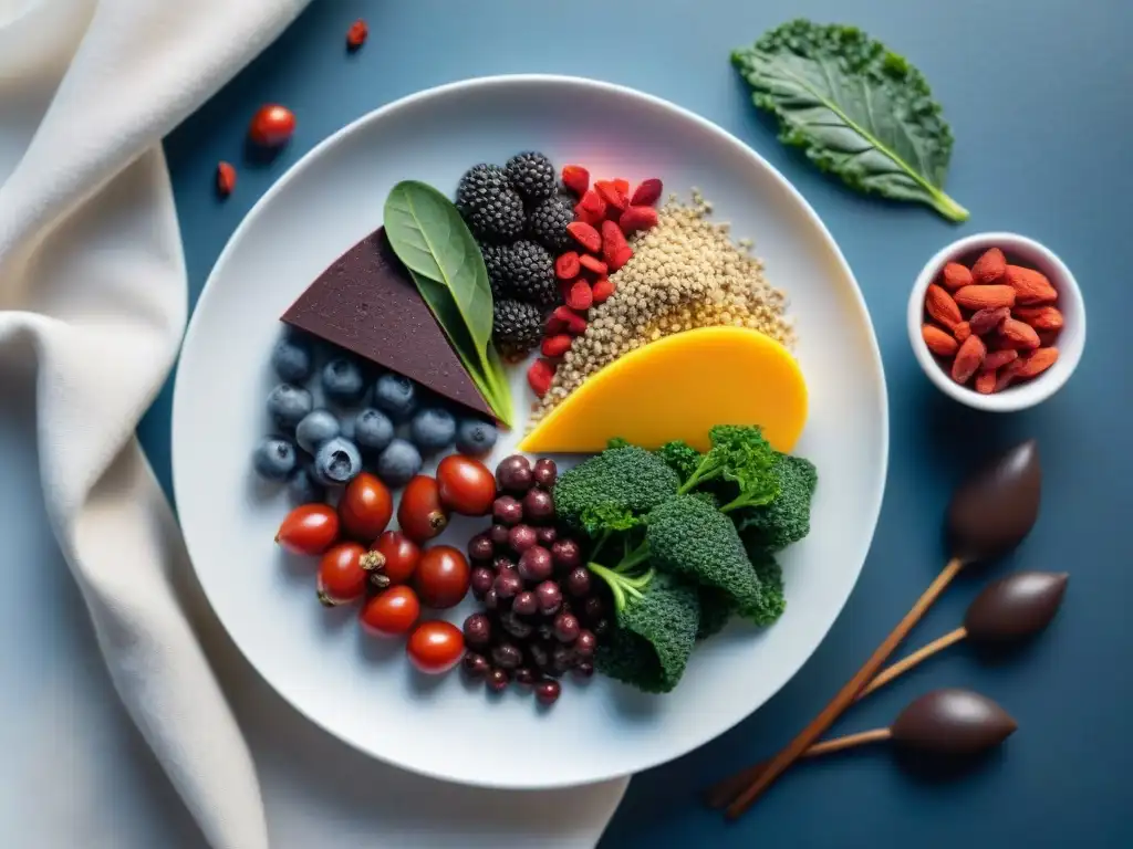 Un festín saludable de superalimentos gourmet en una presentación vibrante y fresca