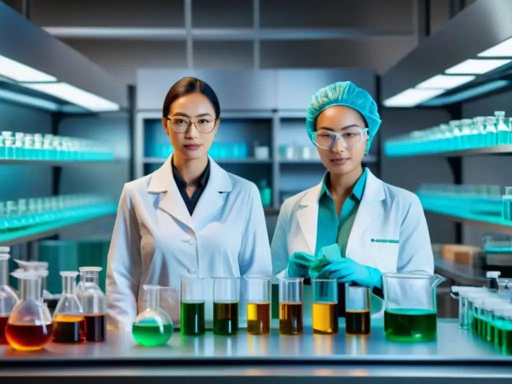 Grupo de científicos en un laboratorio investigando la química del curado en alimentos