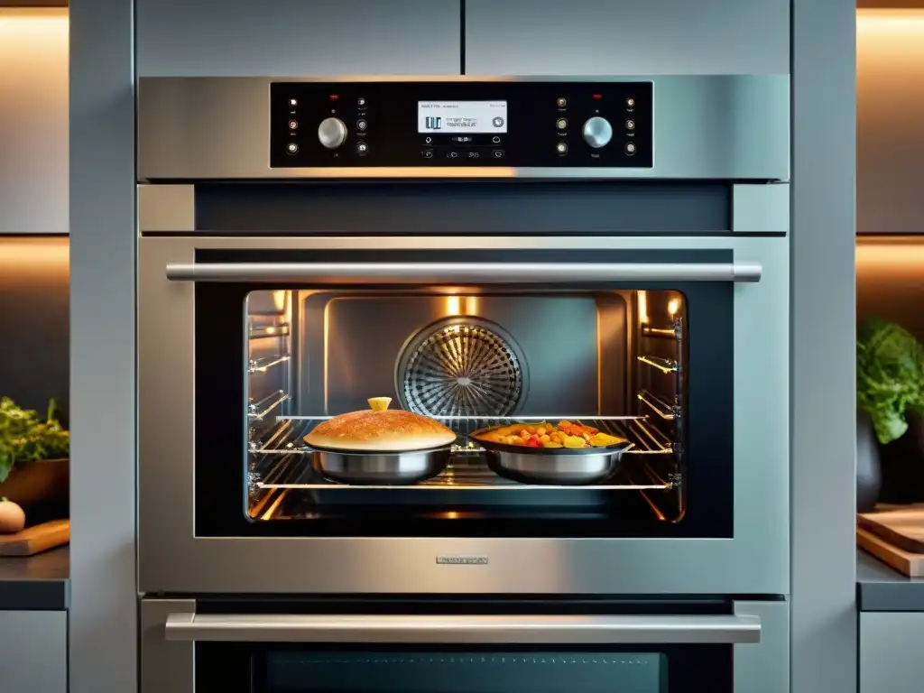 Un horno gourmet de última generación en una cocina moderna y elegante