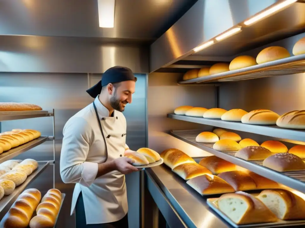 Hoteles con panaderías artesanales: Equipo de panaderos en una bulliciosa panadería de hotel, creando exquisitos panes y pastelería artesanal