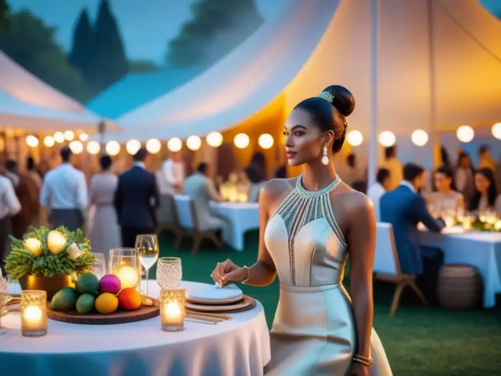 La imagen muestra un lujoso evento gastronómico en un festival internacional exclusivo