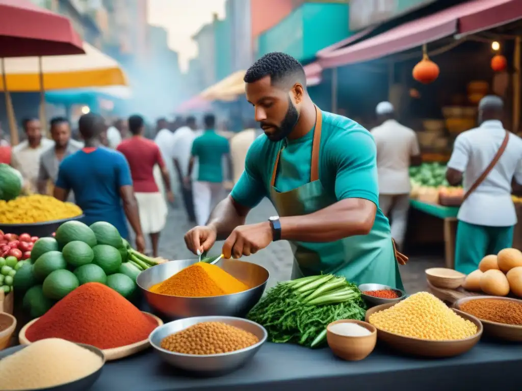 La influencia africana en la gastronomía brasileña cobra vida en un bullicioso mercado callejero afrobrasileño