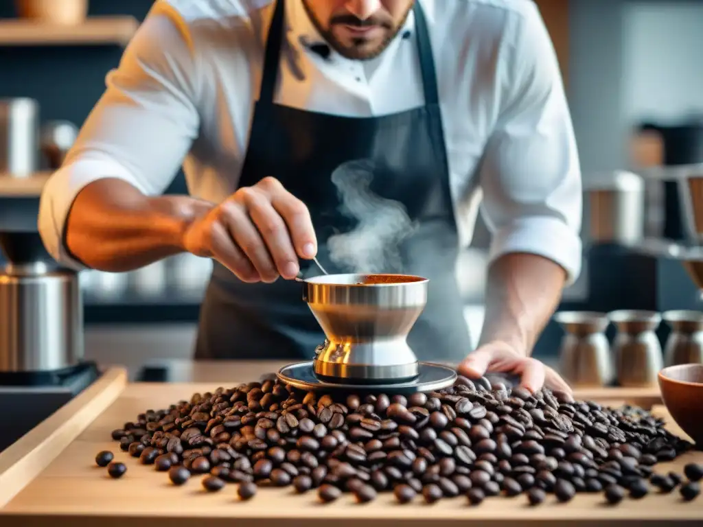 La influencia del proceso de tostado en el catado de café, capturada en la meticulosa evaluación de un barista experto