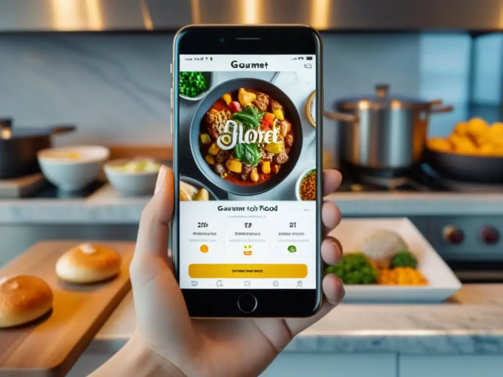 Interfaz elegante de app de compras gourmet redefine mercado culinario