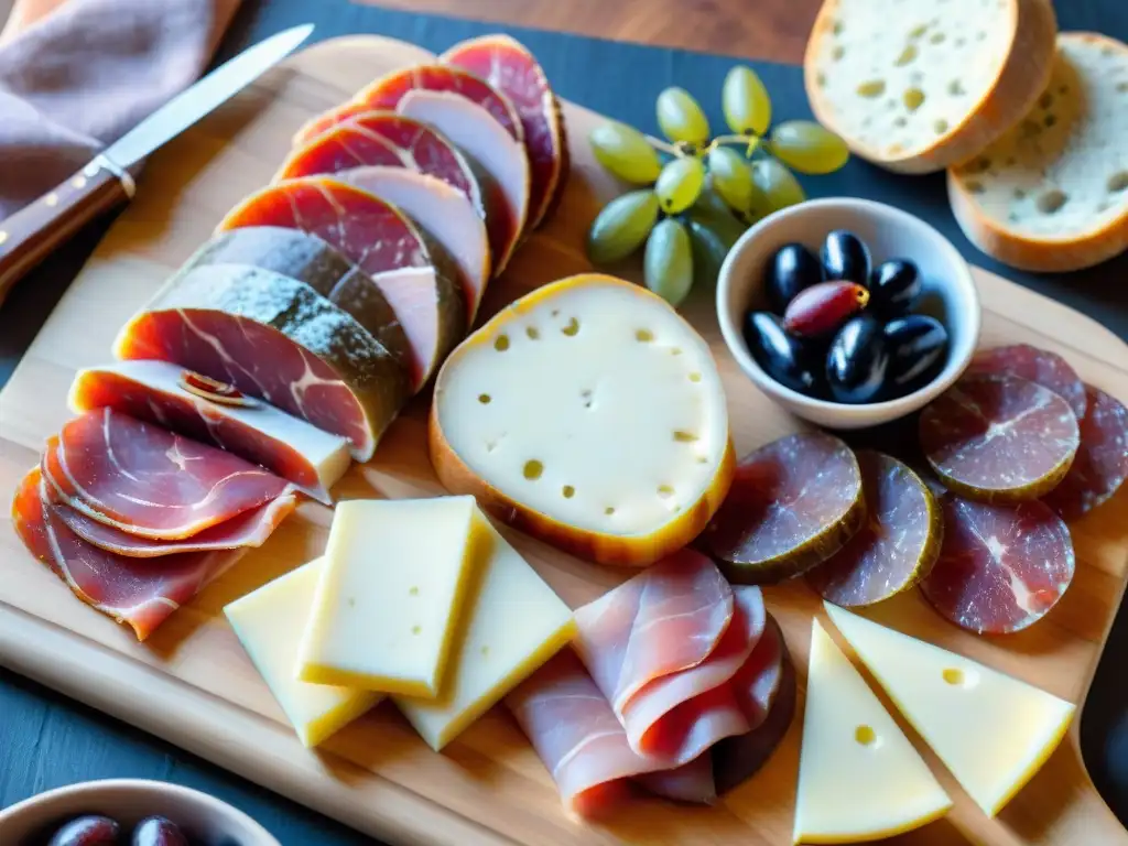 Festín italiano: tabla de charcutería con prosciutto, salami, quesos regionales y más