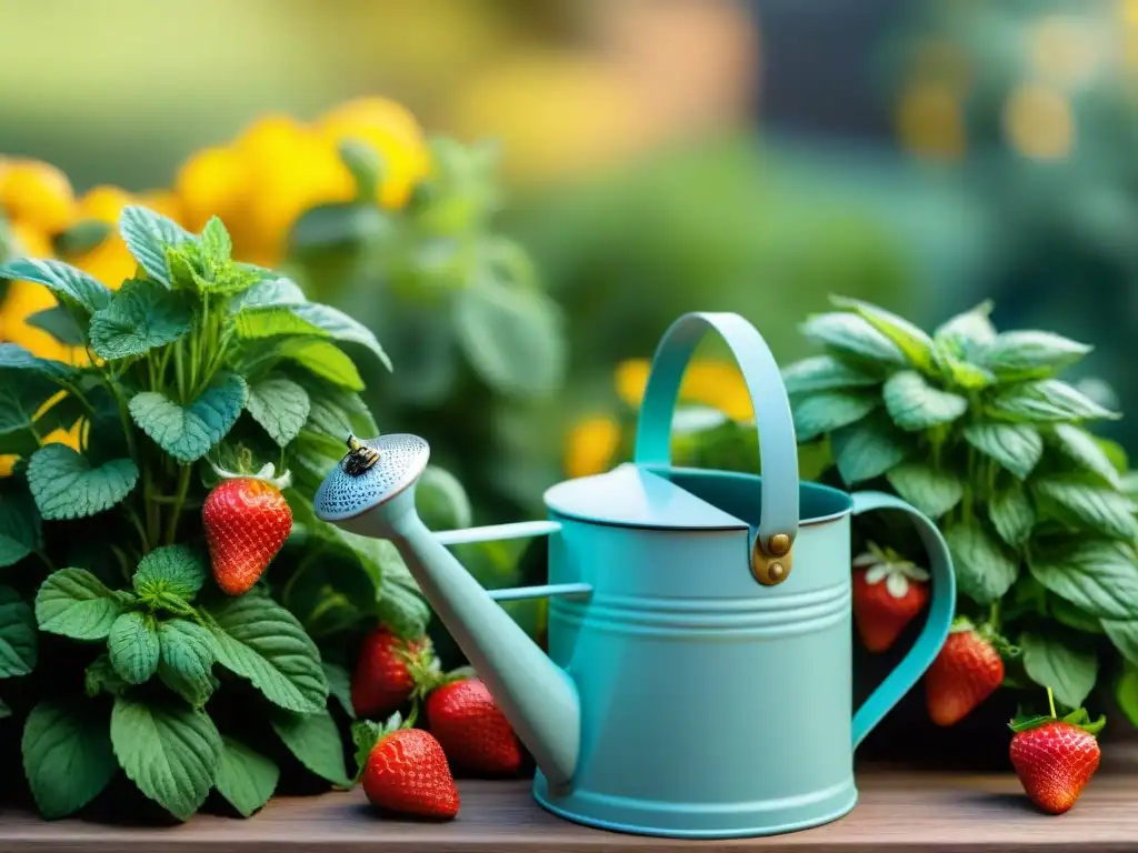 Un jardín exuberante y vibrante, lleno de frutas y hierbas coloridas para cocteles artesanales sabores naturaleza