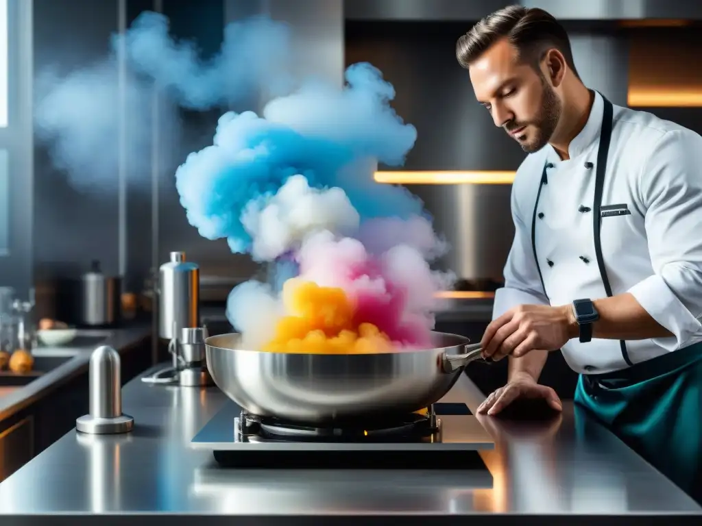 Un laboratorio culinario de alta tecnología con chefs expertos en gastronomía molecular