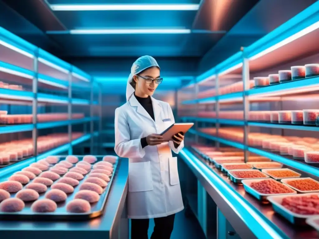 Un laboratorio futurista donde científicos cultivan carne en placas de Petri