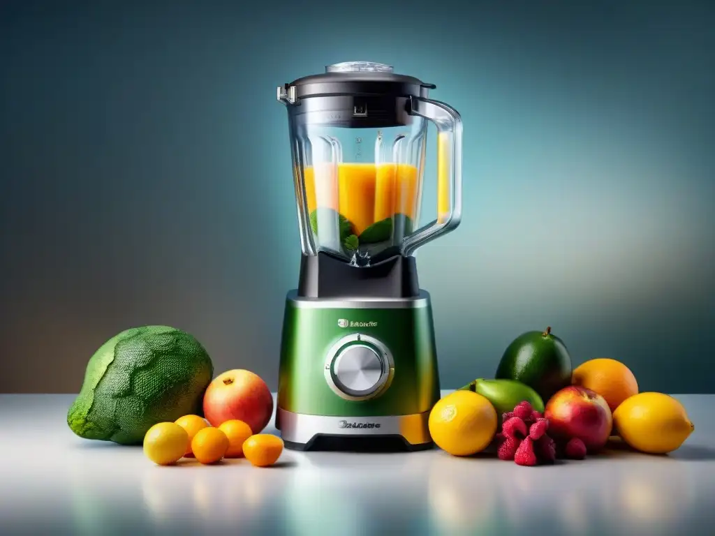 Una licuadora de alto rendimiento en una cocina impecable, lista para preparar smoothies perfectos