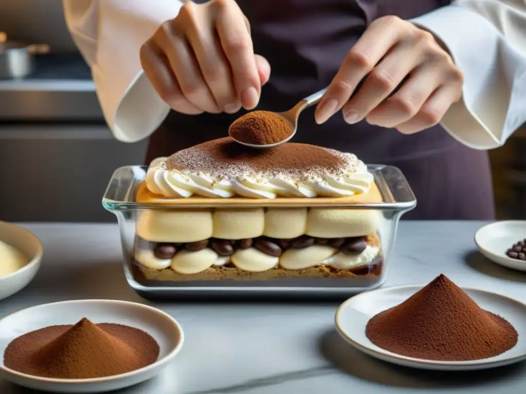 El maestro pastelero revelando los Secretos del Tiramisú Italiano en una cocina tradicional italiana