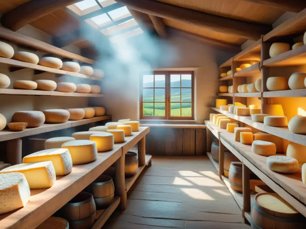 Maestros queseros artesanales deliciosos creando quesos en un taller tradicional en el campo pintoresco