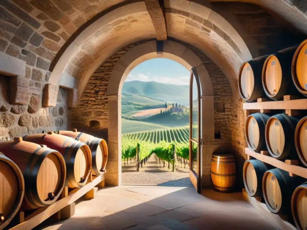 Un mágico y detallado rincón de una lujosa bodega en la Toscana, Italia, ideal para el turismo enológico de lujo en Europa