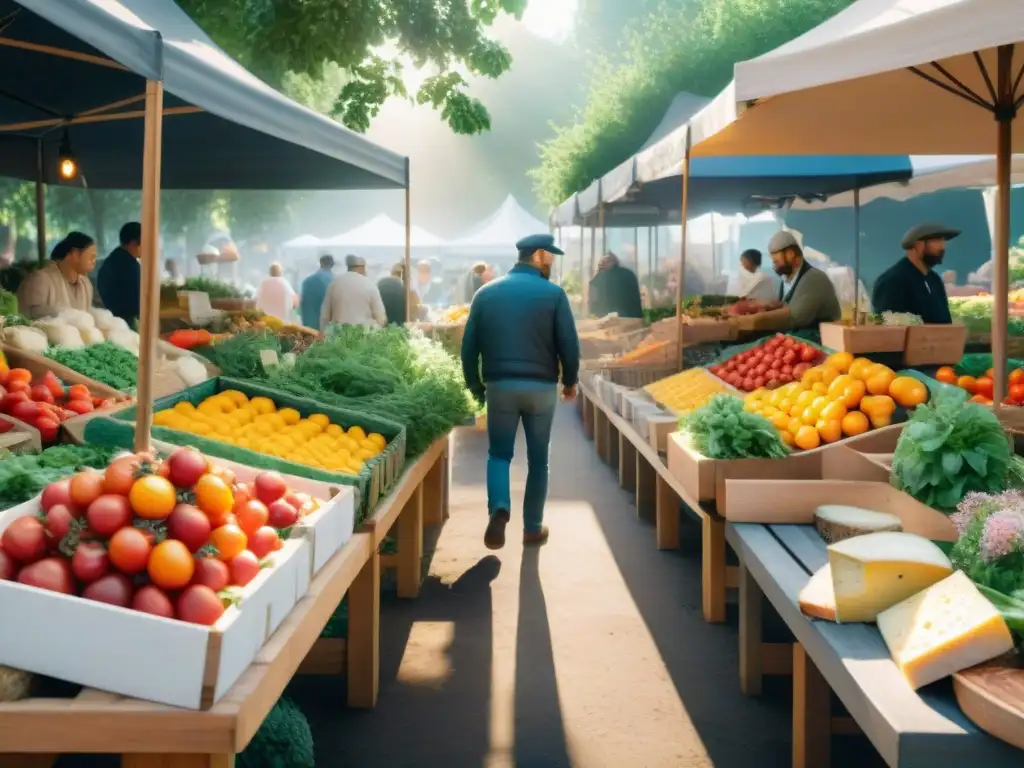 Mercado orgánico: frescura y color en la mesa Un mercado de agricultores rebosante de ingredientes orgánicos para cocina gourmet