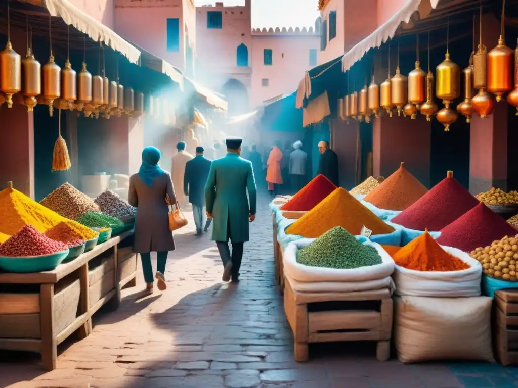 Mercado de especias en Marrakech: colores, sabores y aromas marroquíes en un escenario vibrante