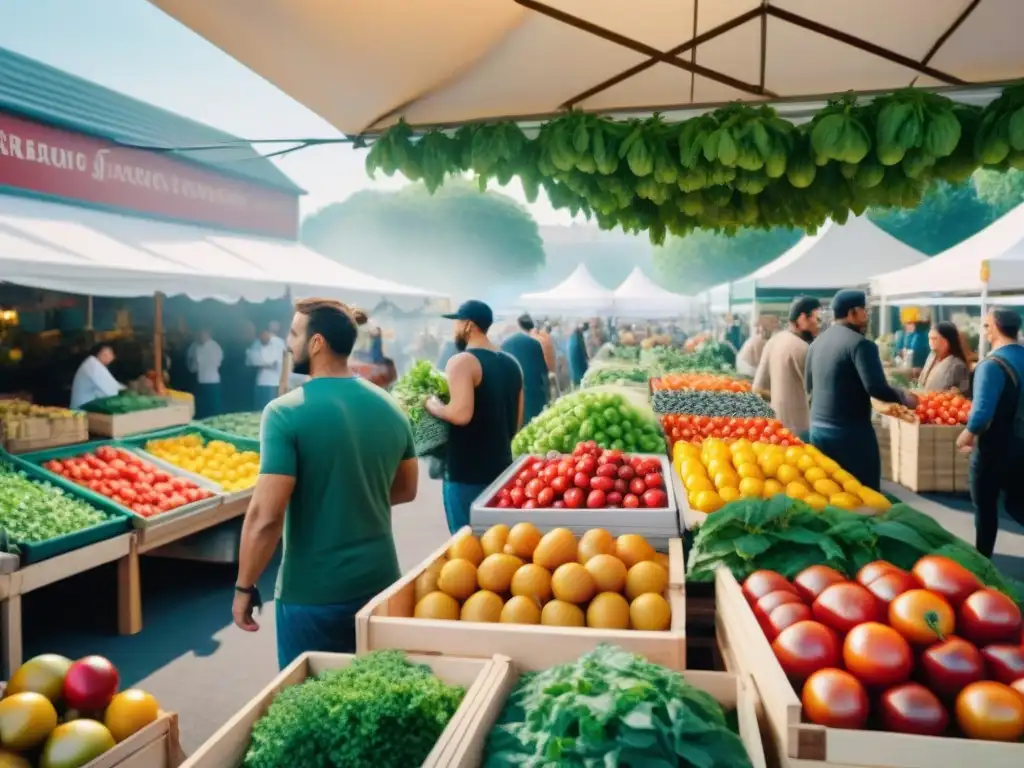 Un mercado lleno de vida y color, donde se fusiona la gastronomía y el compromiso ecológico