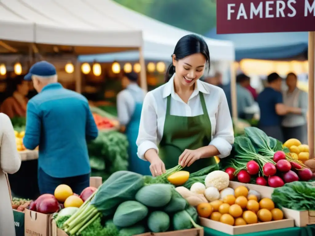 Un mercado lleno de vida y color, donde la comunidad y la sostenibilidad se unen