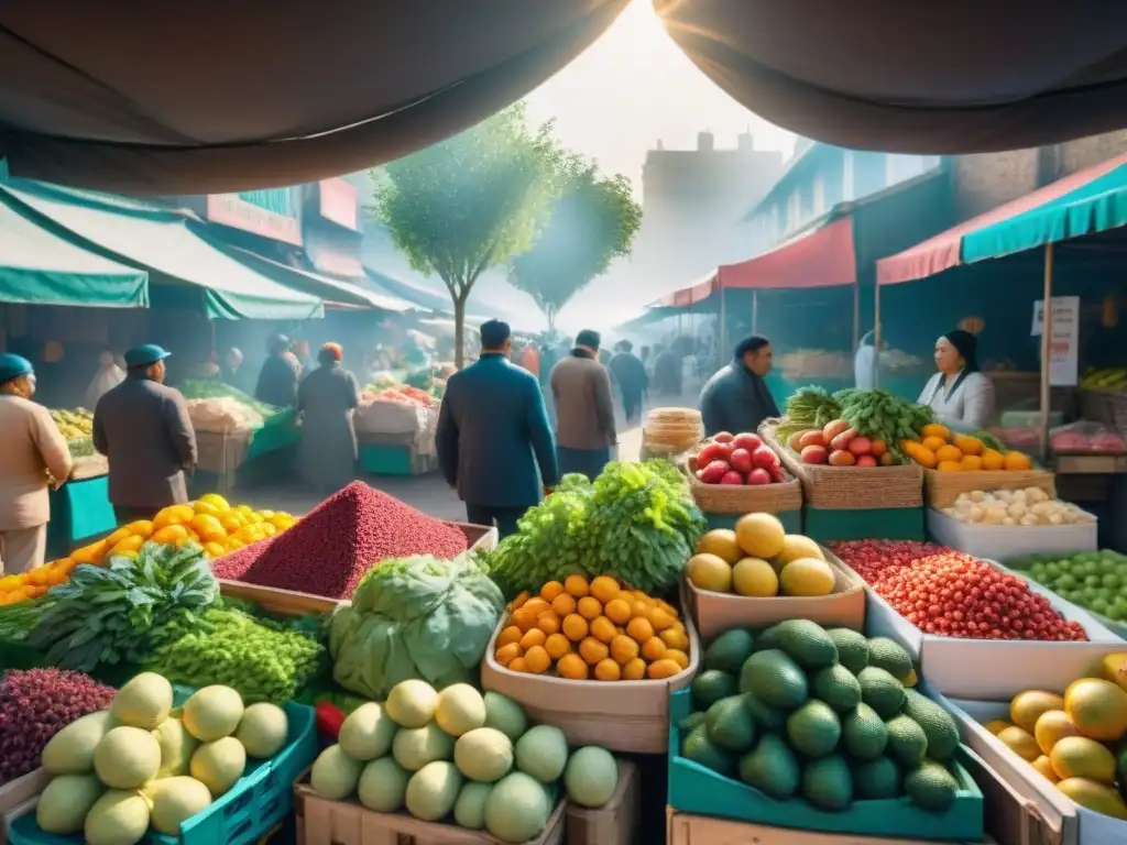 Un mercado local rebosante de sabores auténticos, colores vibrantes y ambiente comunitario