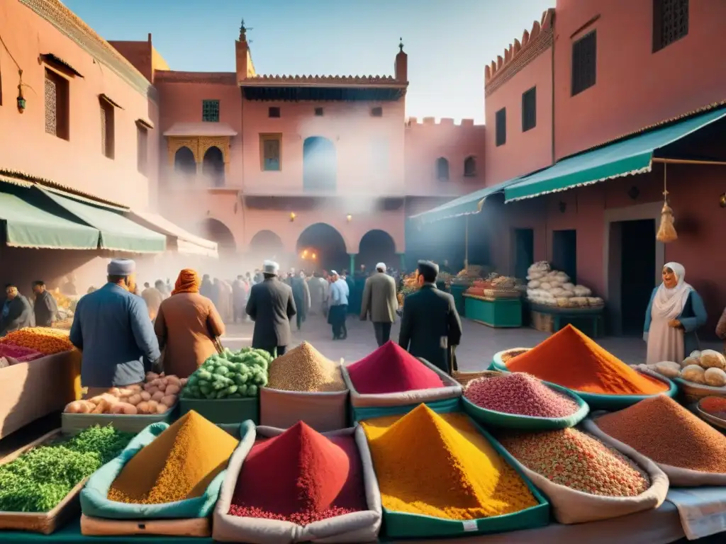 Un mercado local en Marrakech rebosante de sabores auténticos y colores vibrantes