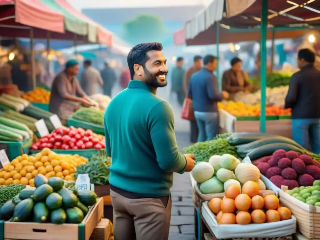 Un mercado local rebosante de vida, colores y sabores