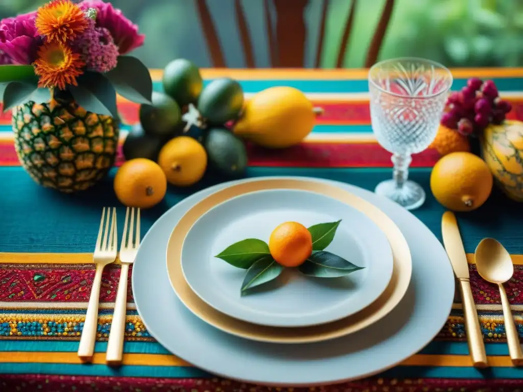 Una mesa de cena africana gourmet decorada con detalle, ideal para una velada especial