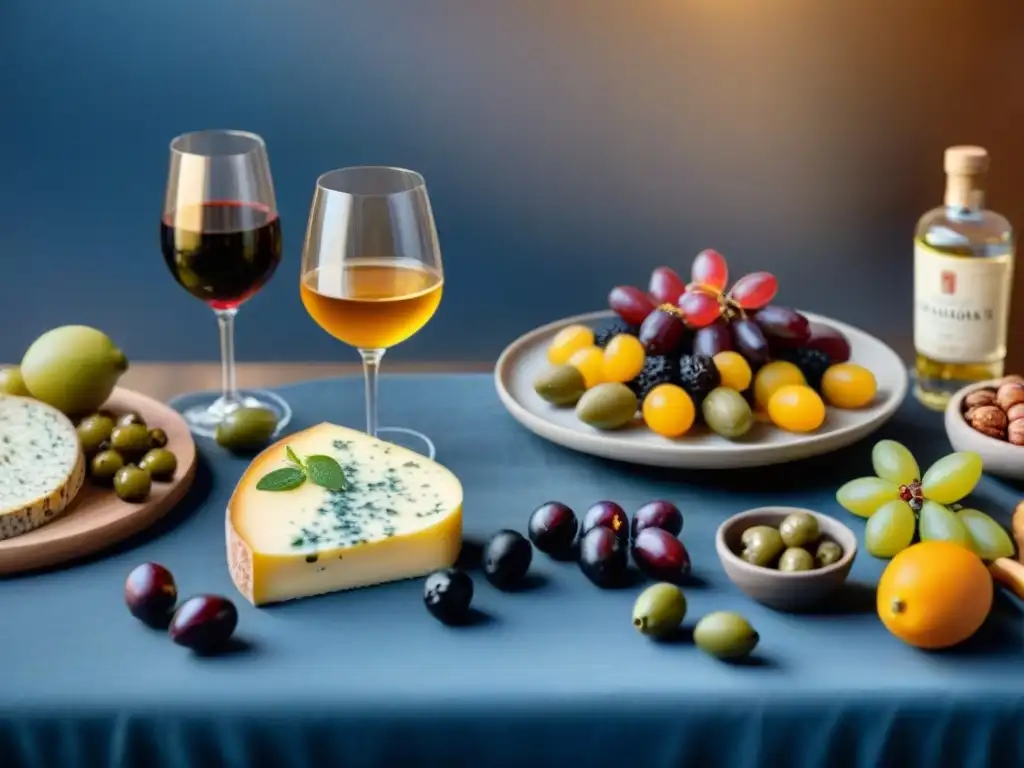 Una mesa exquisitamente decorada con vinos, licores y aperitivos, que refleja la cultura del Aperitivo