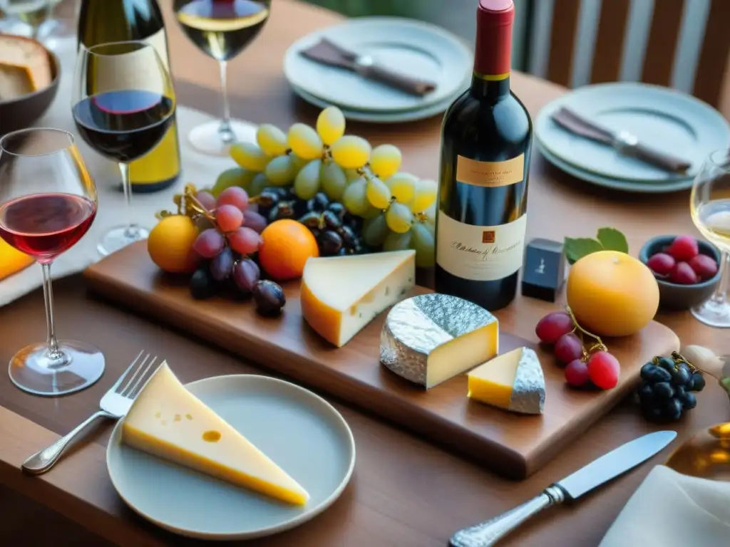 Una mesa elegante con exquisitos alimentos y accesorios para degustación gourmet